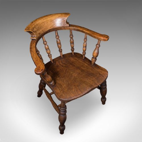 ANTIQUE COUNTRY HOUSE CAPTAIN'S CHAIR ENGLISH SMOKER'S BOW EDWARDIAN C1906 - ADDITIONAL PHOTO 5