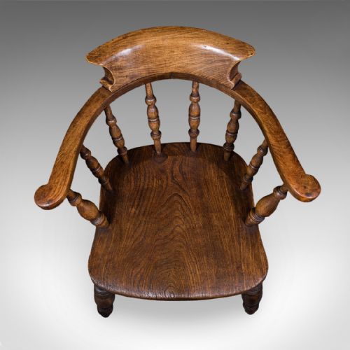 ANTIQUE COUNTRY HOUSE CAPTAIN'S CHAIR ENGLISH SMOKER'S BOW EDWARDIAN C1906 - ADDITIONAL PHOTO 6