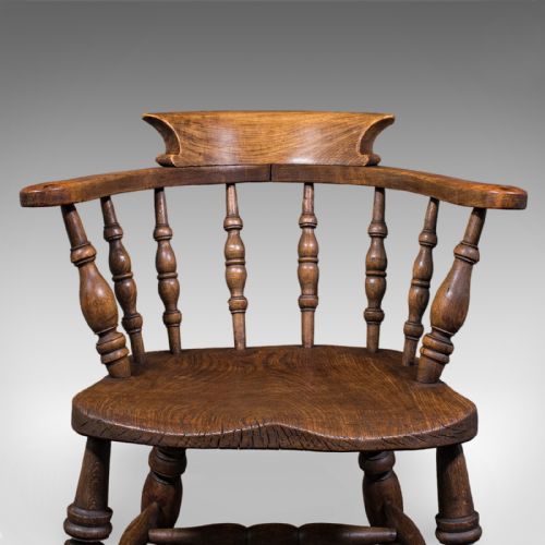 ANTIQUE COUNTRY HOUSE CAPTAIN'S CHAIR ENGLISH SMOKER'S BOW EDWARDIAN C1906 - ADDITIONAL PHOTO 7