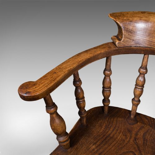 ANTIQUE COUNTRY HOUSE CAPTAIN'S CHAIR ENGLISH SMOKER'S BOW EDWARDIAN C1906 - ADDITIONAL PHOTO 8