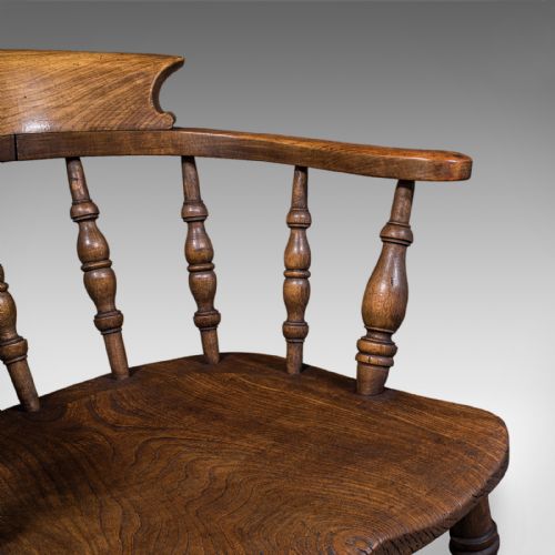ANTIQUE COUNTRY HOUSE CAPTAIN'S CHAIR ENGLISH SMOKER'S BOW EDWARDIAN C1906 - ADDITIONAL PHOTO 9