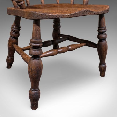 ANTIQUE COUNTRY HOUSE CAPTAIN'S CHAIR ENGLISH SMOKER'S BOW EDWARDIAN C1906 - ADDITIONAL PHOTO 10