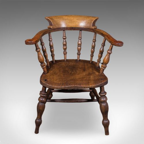 ANTIQUE SMOKER'S BOW CHAIR ENGLISH COUNTRY HOUSE ELBOW SEAT EDWARDIAN 1904 - ADDITIONAL PHOTO 1