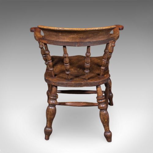 ANTIQUE SMOKER'S BOW CHAIR ENGLISH COUNTRY HOUSE ELBOW SEAT EDWARDIAN 1904 - ADDITIONAL PHOTO 3