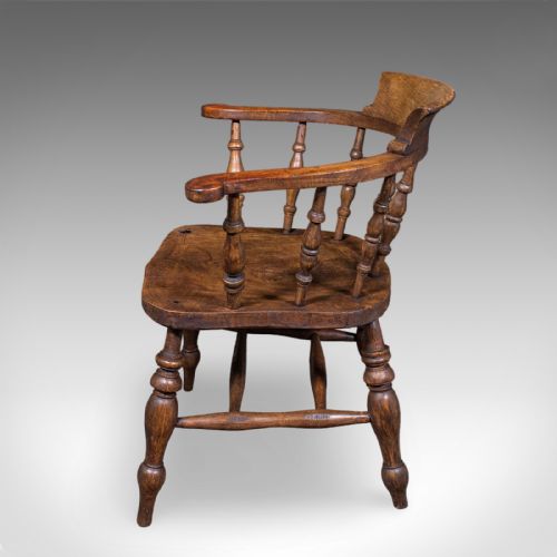 ANTIQUE SMOKER'S BOW CHAIR ENGLISH COUNTRY HOUSE ELBOW SEAT EDWARDIAN 1904 - ADDITIONAL PHOTO 4