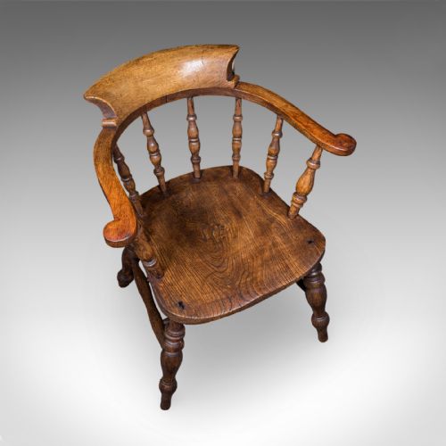 ANTIQUE SMOKER'S BOW CHAIR ENGLISH COUNTRY HOUSE ELBOW SEAT EDWARDIAN 1904 - ADDITIONAL PHOTO 5