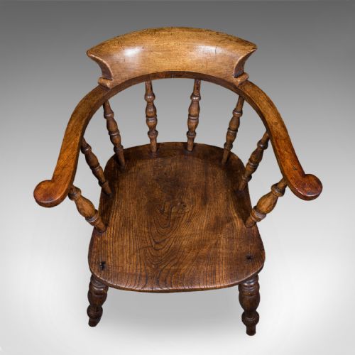 ANTIQUE SMOKER'S BOW CHAIR ENGLISH COUNTRY HOUSE ELBOW SEAT EDWARDIAN 1904 - ADDITIONAL PHOTO 6
