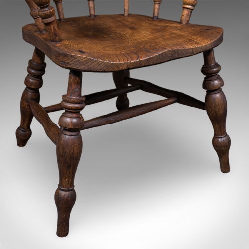 ANTIQUE SMOKER'S BOW CHAIR ENGLISH COUNTRY HOUSE ELBOW SEAT EDWARDIAN 1904 - ADDITIONAL PHOTO 10