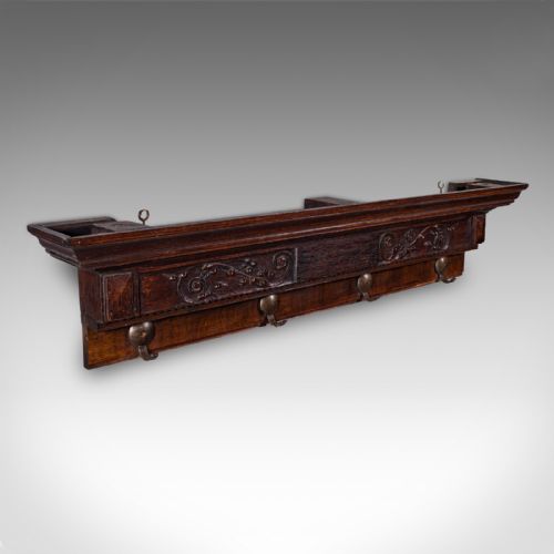 4 HOOK ANTIQUE CLOAKROOM COAT RACK ENGLISH RECEPTION VALET EDWARDIAN C1905