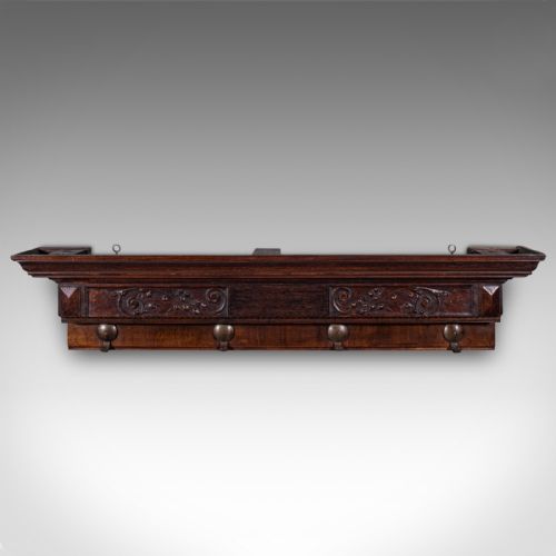 4 HOOK ANTIQUE CLOAKROOM COAT RACK ENGLISH RECEPTION VALET EDWARDIAN C1905 - ADDITIONAL PHOTO 1