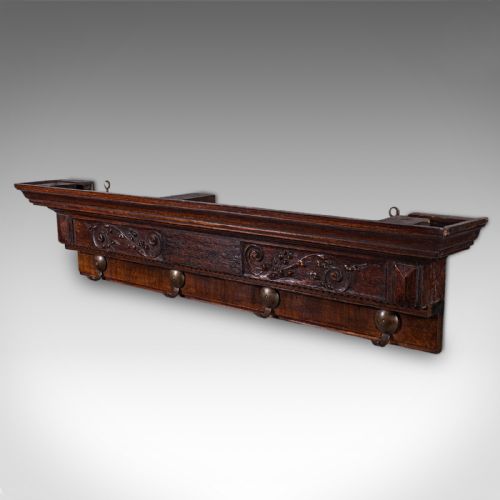 4 HOOK ANTIQUE CLOAKROOM COAT RACK ENGLISH RECEPTION VALET EDWARDIAN C1905 - ADDITIONAL PHOTO 2