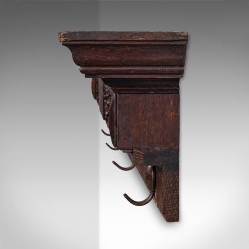 4 HOOK ANTIQUE CLOAKROOM COAT RACK ENGLISH RECEPTION VALET EDWARDIAN C1905 - ADDITIONAL PHOTO 3
