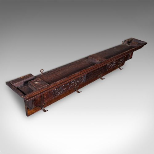 4 HOOK ANTIQUE CLOAKROOM COAT RACK ENGLISH RECEPTION VALET EDWARDIAN C1905 - ADDITIONAL PHOTO 4