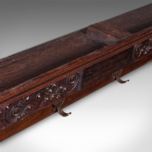 4 HOOK ANTIQUE CLOAKROOM COAT RACK ENGLISH RECEPTION VALET EDWARDIAN C1905 - ADDITIONAL PHOTO 5