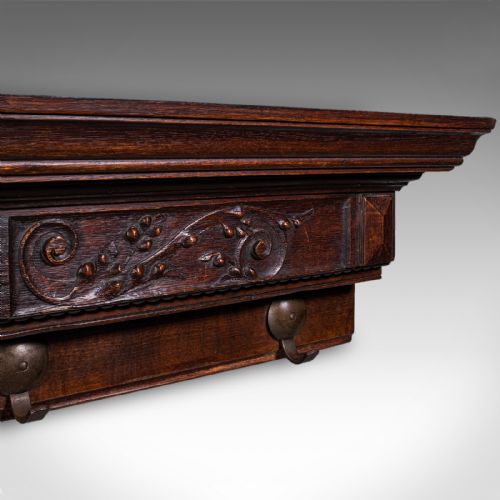 4 HOOK ANTIQUE CLOAKROOM COAT RACK ENGLISH RECEPTION VALET EDWARDIAN C1905 - ADDITIONAL PHOTO 7