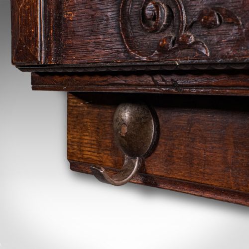 4 HOOK ANTIQUE CLOAKROOM COAT RACK ENGLISH RECEPTION VALET EDWARDIAN C1905 - ADDITIONAL PHOTO 8