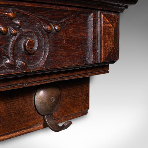 4 HOOK ANTIQUE CLOAKROOM COAT RACK ENGLISH RECEPTION VALET EDWARDIAN C1905 - ADDITIONAL PHOTO 9