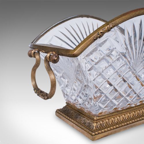 ANTIQUE SERVING DISH FRENCH CUT GLASS ORMOLU BOWL EMPIRE TASTE VICTORIAN - ADDITIONAL PHOTO 8