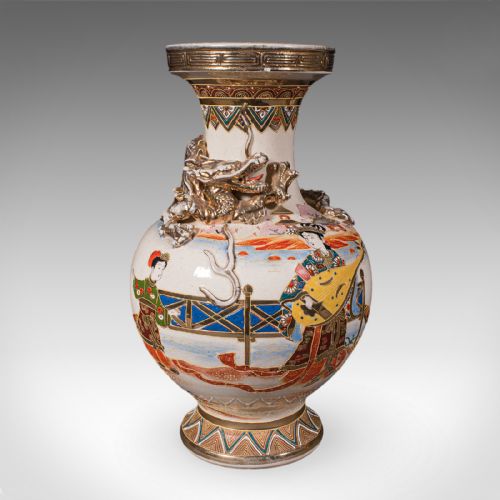 PAIR OF ANTIQUE SATSUMA VASES JAPANESE CERAMIC BALUSTER MEIJI LATE VICTORIAN - ADDITIONAL PHOTO 2