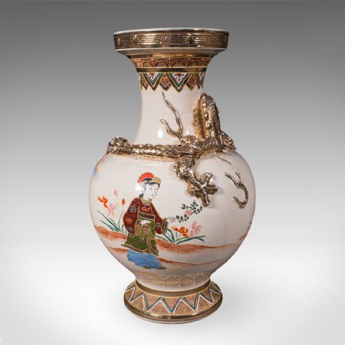 PAIR OF ANTIQUE SATSUMA VASES JAPANESE CERAMIC BALUSTER MEIJI LATE VICTORIAN - ADDITIONAL PHOTO 3
