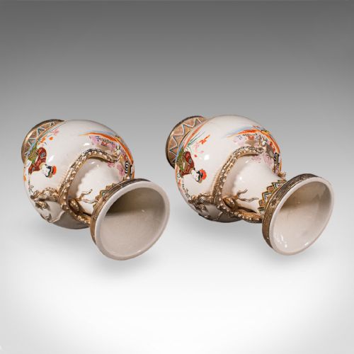 PAIR OF ANTIQUE SATSUMA VASES JAPANESE CERAMIC BALUSTER MEIJI LATE VICTORIAN - ADDITIONAL PHOTO 6
