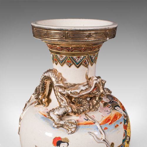 PAIR OF ANTIQUE SATSUMA VASES JAPANESE CERAMIC BALUSTER MEIJI LATE VICTORIAN - ADDITIONAL PHOTO 7