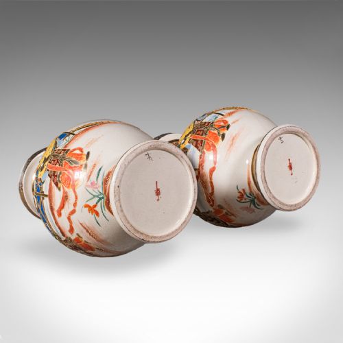PAIR OF ANTIQUE SATSUMA VASES JAPANESE CERAMIC BALUSTER MEIJI LATE VICTORIAN - ADDITIONAL PHOTO 8