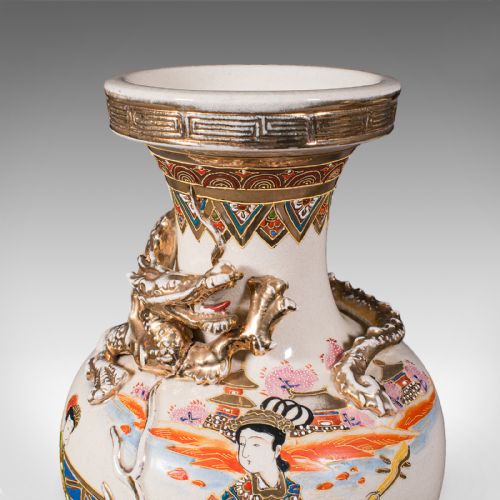 PAIR OF ANTIQUE SATSUMA VASES JAPANESE CERAMIC BALUSTER MEIJI LATE VICTORIAN - ADDITIONAL PHOTO 9