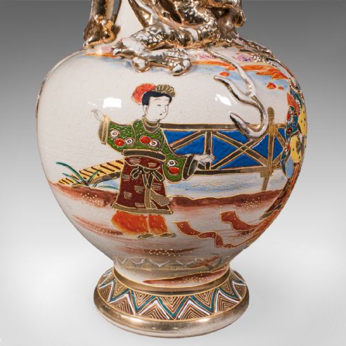 PAIR OF ANTIQUE SATSUMA VASES JAPANESE CERAMIC BALUSTER MEIJI LATE VICTORIAN - ADDITIONAL PHOTO 11