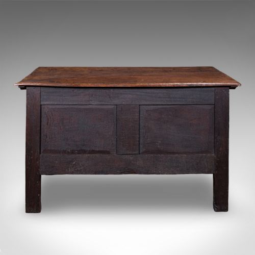 ANTIQUE COFFER ENGLISH OAK LINEN CHEST BAY WINDOW SEAT EARLY GEORGIAN 1720 - ADDITIONAL PHOTO 4
