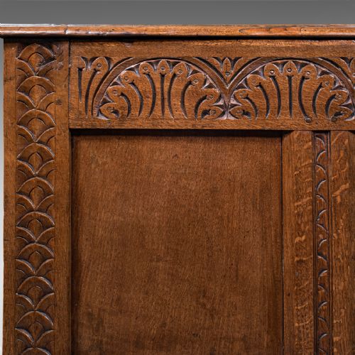 ANTIQUE COFFER ENGLISH OAK LINEN CHEST BAY WINDOW SEAT EARLY GEORGIAN 1720 - ADDITIONAL PHOTO 9
