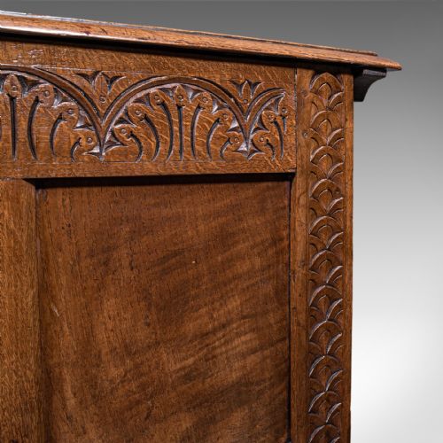 ANTIQUE COFFER ENGLISH OAK LINEN CHEST BAY WINDOW SEAT EARLY GEORGIAN 1720 - ADDITIONAL PHOTO 10