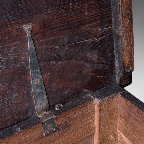 ANTIQUE COFFER ENGLISH OAK LINEN CHEST BAY WINDOW SEAT EARLY GEORGIAN 1720 - ADDITIONAL PHOTO 11