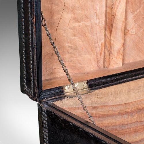 ANTIQUE WINDSOR TRUNK ENGLISH LEATHER CAMPHORWOOD CHEST HIGH VICTORIAN 1870 - ADDITIONAL PHOTO 10