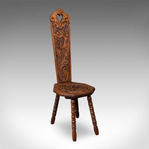 ANTIQUE PEMBROKESHIRE SPINNING CHAIR WELSH OAK WORK SEAT STOOL VICTORIAN