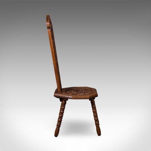 ANTIQUE PEMBROKESHIRE SPINNING CHAIR WELSH OAK WORK SEAT STOOL VICTORIAN - ADDITIONAL PHOTO 2