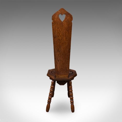 ANTIQUE PEMBROKESHIRE SPINNING CHAIR WELSH OAK WORK SEAT STOOL VICTORIAN - ADDITIONAL PHOTO 3