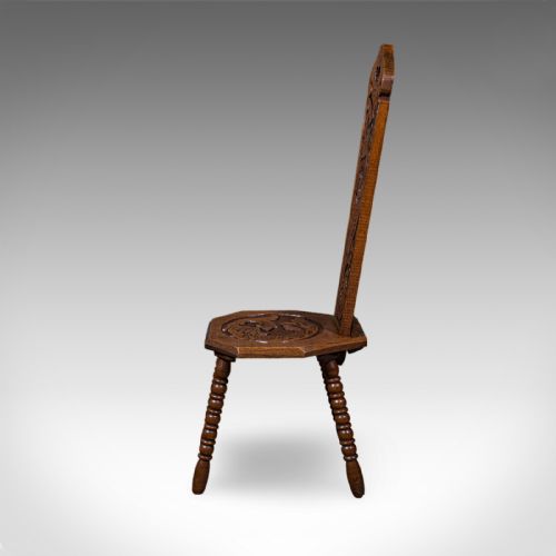 ANTIQUE PEMBROKESHIRE SPINNING CHAIR WELSH OAK WORK SEAT STOOL VICTORIAN - ADDITIONAL PHOTO 4