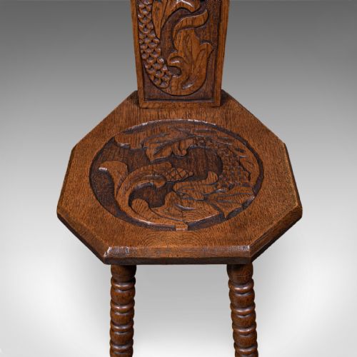 ANTIQUE PEMBROKESHIRE SPINNING CHAIR WELSH OAK WORK SEAT STOOL VICTORIAN - ADDITIONAL PHOTO 7