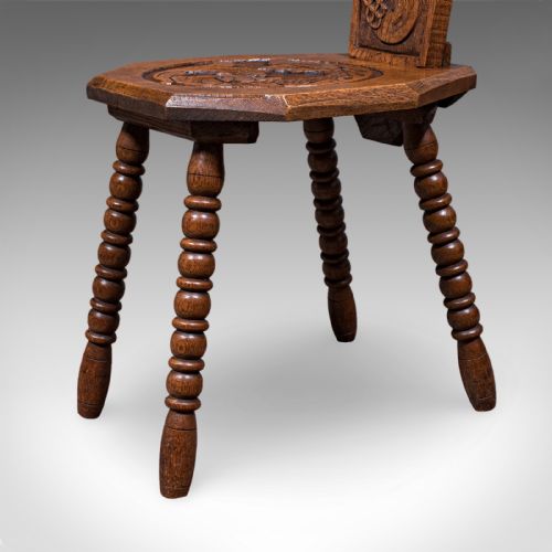 ANTIQUE PEMBROKESHIRE SPINNING CHAIR WELSH OAK WORK SEAT STOOL VICTORIAN - ADDITIONAL PHOTO 9