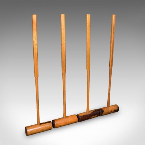 ANTIQUE VICARAGE CROQUET SET ENGLISH COUNTRY GARDEN GAMES STAND EDWARDIAN - ADDITIONAL PHOTO 4