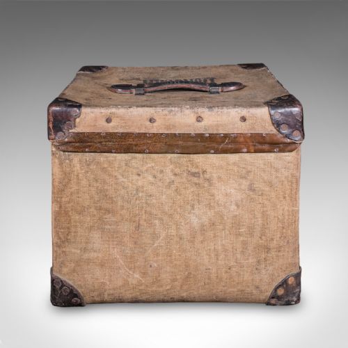 ANTIQUE TRAVEL TRUNK ENGLISH CANVAS CASE MILITARY SPORTING INTEREST EDWARDIAN - ADDITIONAL PHOTO 4