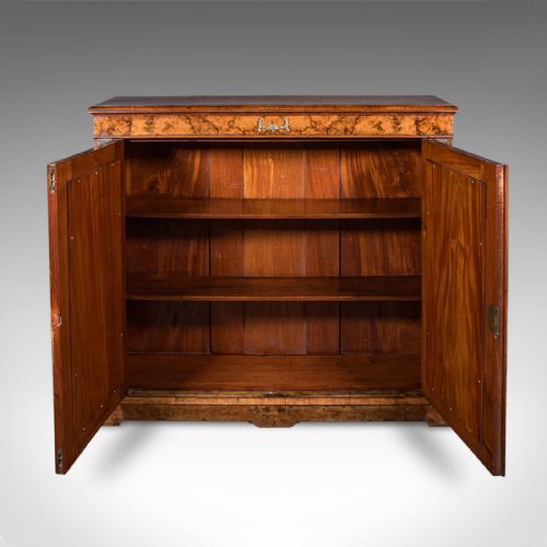 ANTIQUE MORNING ROOM BOOK CABINET ENGLISH WALNUT MIRROR FRONT BOOKCASE REGENCY - ADDITIONAL PHOTO 2