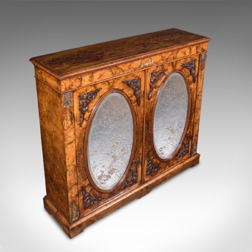 ANTIQUE MORNING ROOM BOOK CABINET ENGLISH WALNUT MIRROR FRONT BOOKCASE REGENCY - ADDITIONAL PHOTO 6