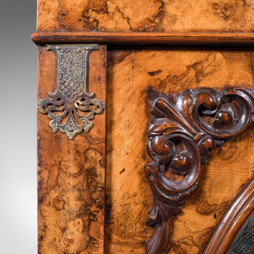 ANTIQUE MORNING ROOM BOOK CABINET ENGLISH WALNUT MIRROR FRONT BOOKCASE REGENCY - ADDITIONAL PHOTO 9
