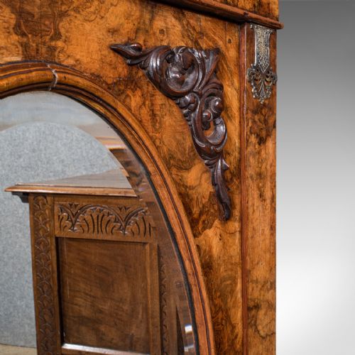 ANTIQUE MORNING ROOM BOOK CABINET ENGLISH WALNUT MIRROR FRONT BOOKCASE REGENCY - ADDITIONAL PHOTO 10