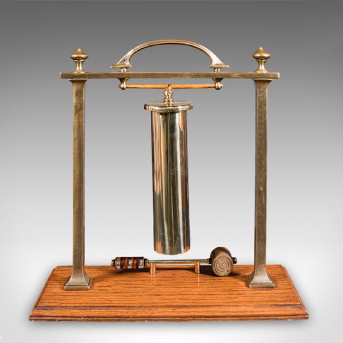 ANTIQUE VERANDA SUPPER BELL BRASS OAK AFTERNOON TEA GONG EDWARDIAN C1910 - ADDITIONAL PHOTO 4