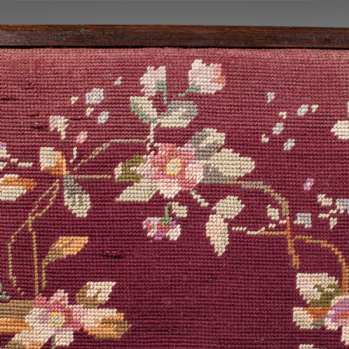 ANTIQUE UPHOLSTERED FOOTSTOOL ENGLISH PITCH PINE FIRESIDE STOOL EDWARDIAN - ADDITIONAL PHOTO 7