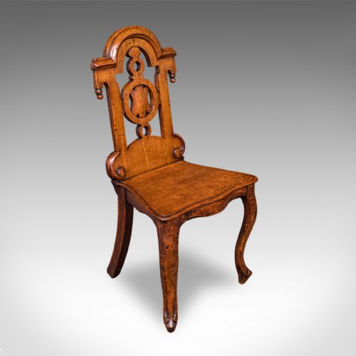 Antique Reception Hall Chair, Scottish, Oak, Side, Occasional Seat, Victorian