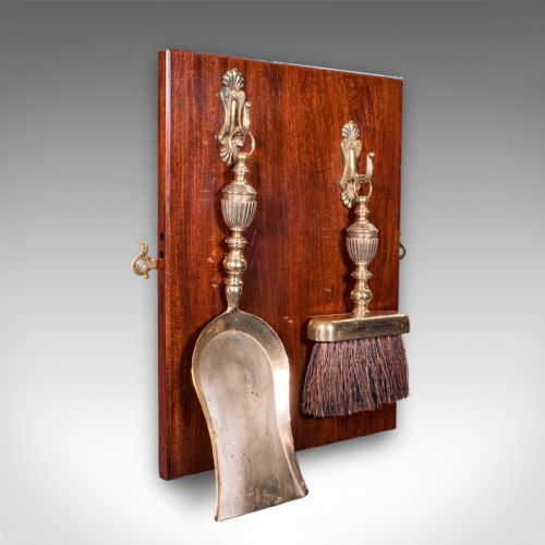 Antique Maid's Fireside Maintenance Set, English, Shovel, Brush, Regency, C.1820